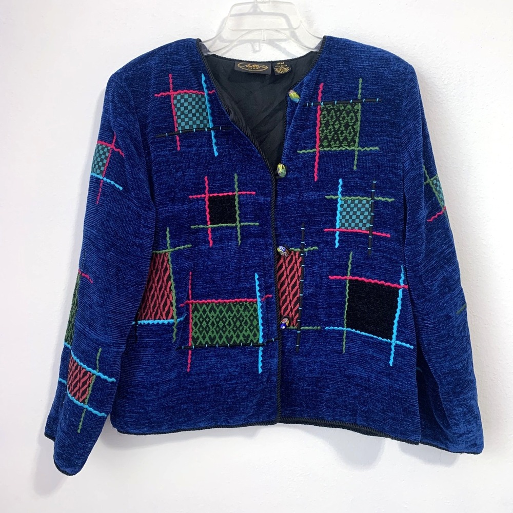 Vintage Allure Womens Medium Sweater Cardigan Jacket Wearable Art Toggle Buttons